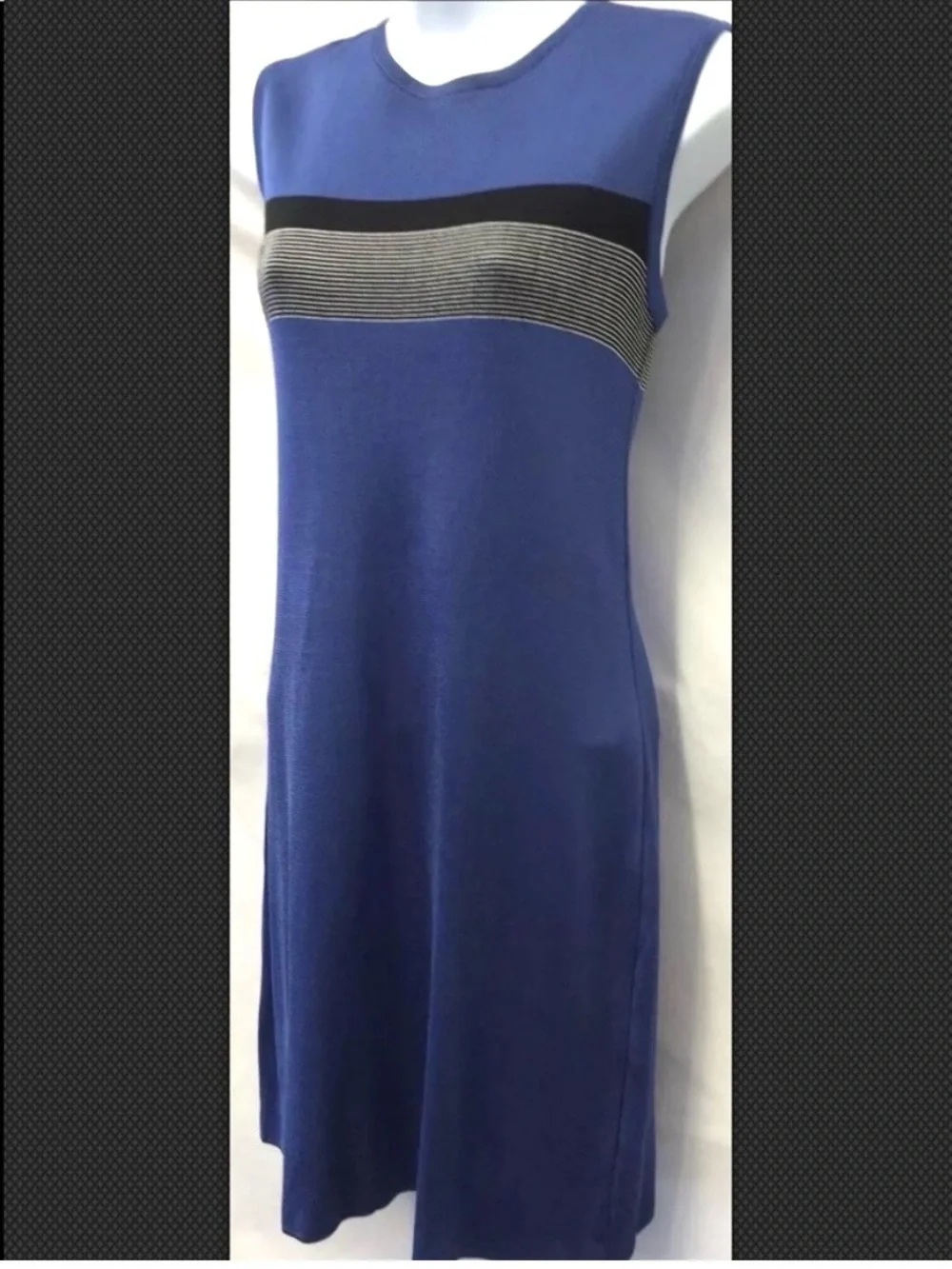 LAUNDRY Shelli Segal Dress Career Sleeveless Knit Shift Blue Black